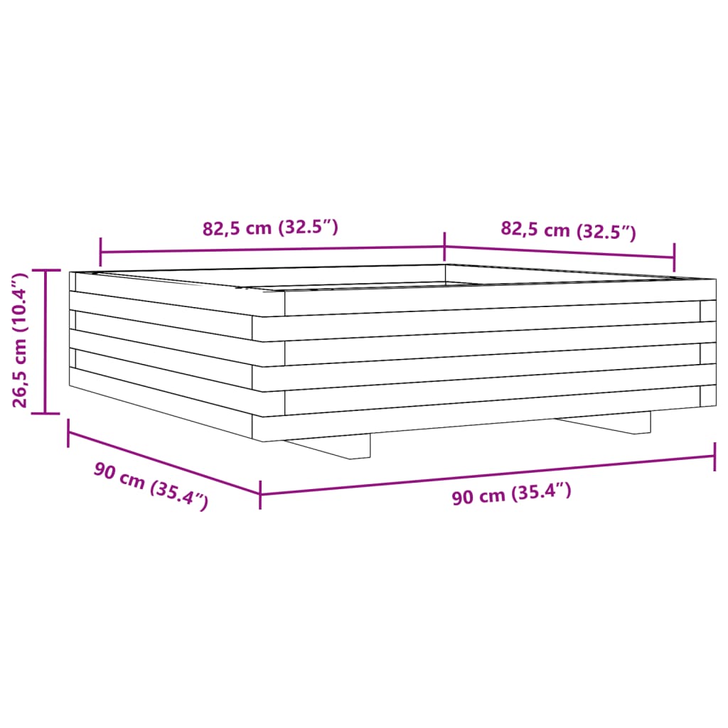 vidaXL Garden Planter 90x90x26.5 cm Solid Wood Douglas