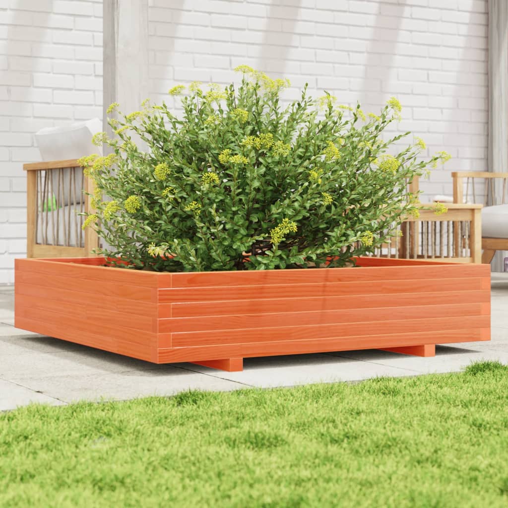 vidaXL Garden Planter Wax Brown 110x110x26.5 cm Solid Wood Pine