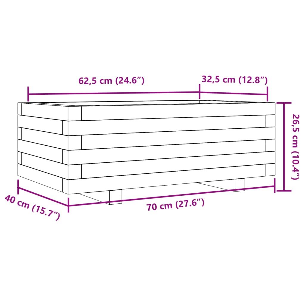 vidaXL Garden Planter 70x40x26.5 cm Impregnated Wood Pine