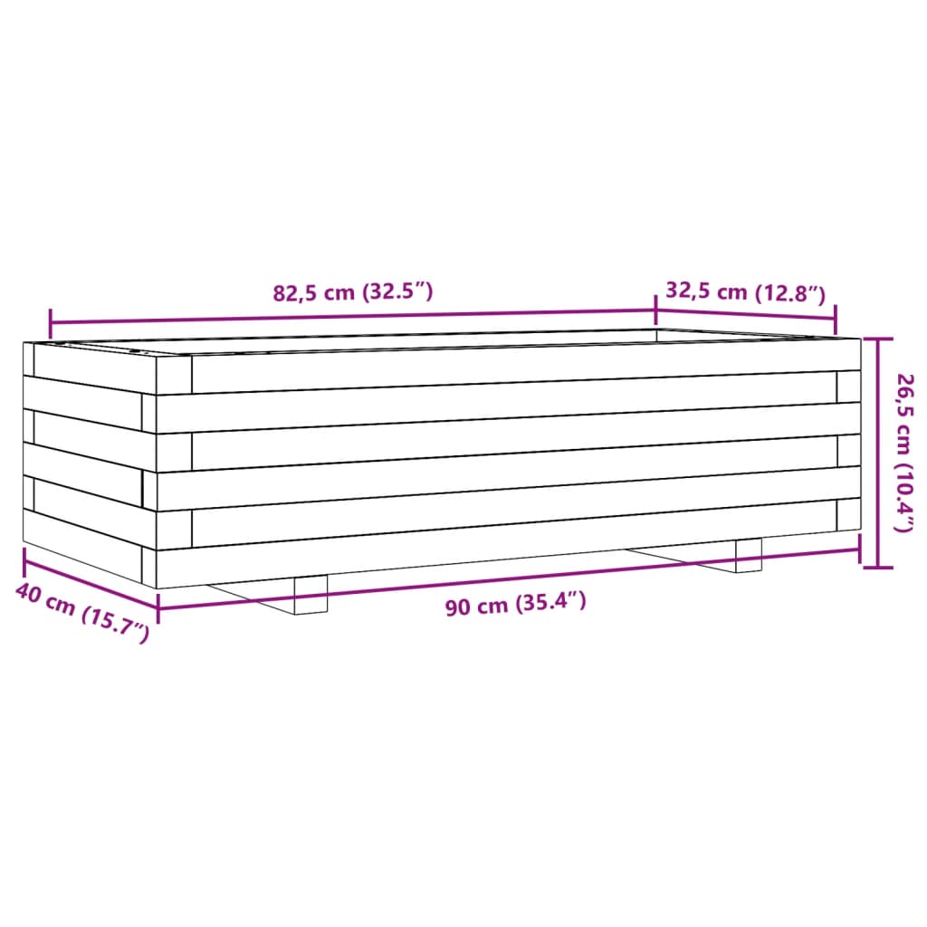 vidaXL Garden Planter 90x40x26.5 cm Solid Wood Douglas