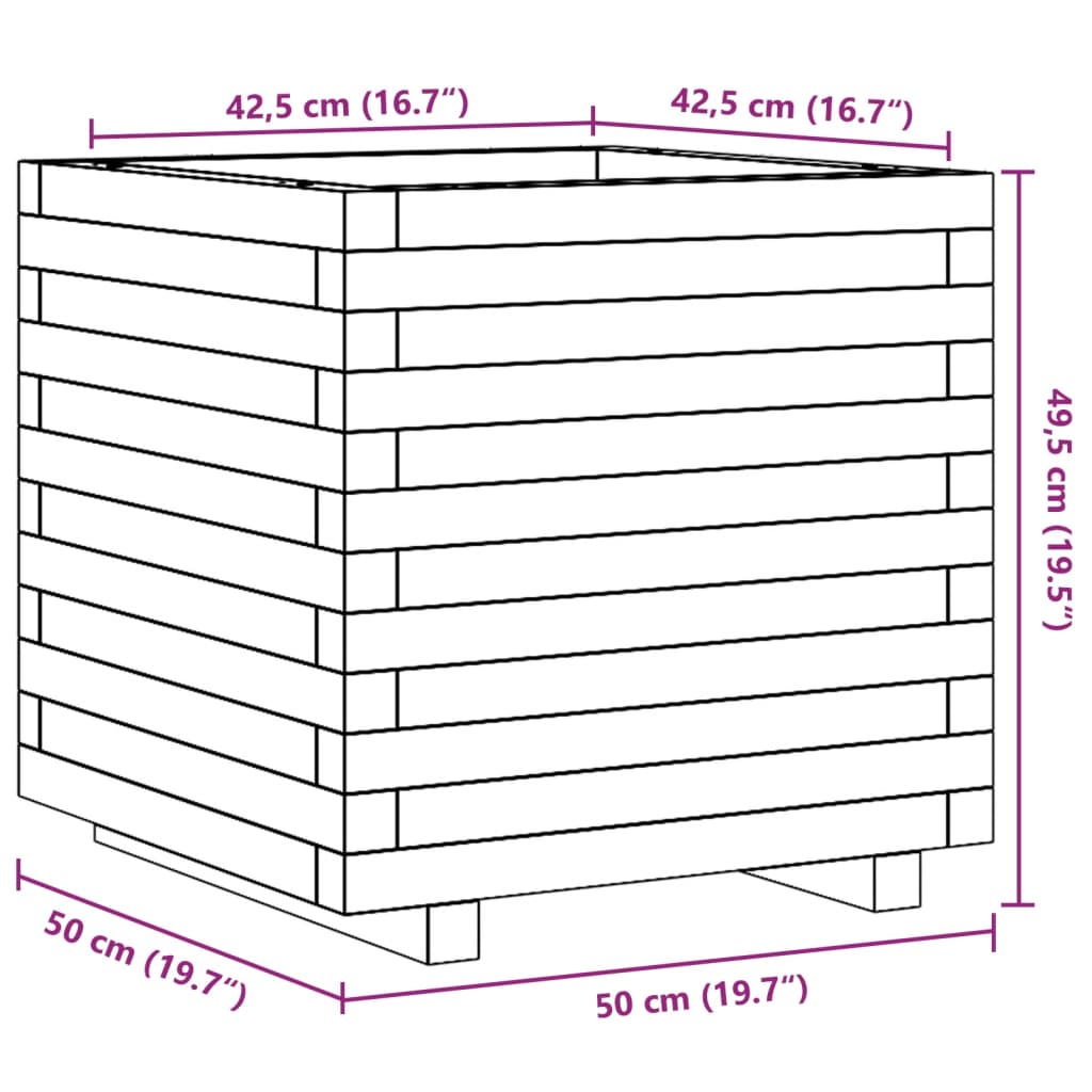 vidaXL Garden Planter 50x50x49.5 cm Solid Wood Pine