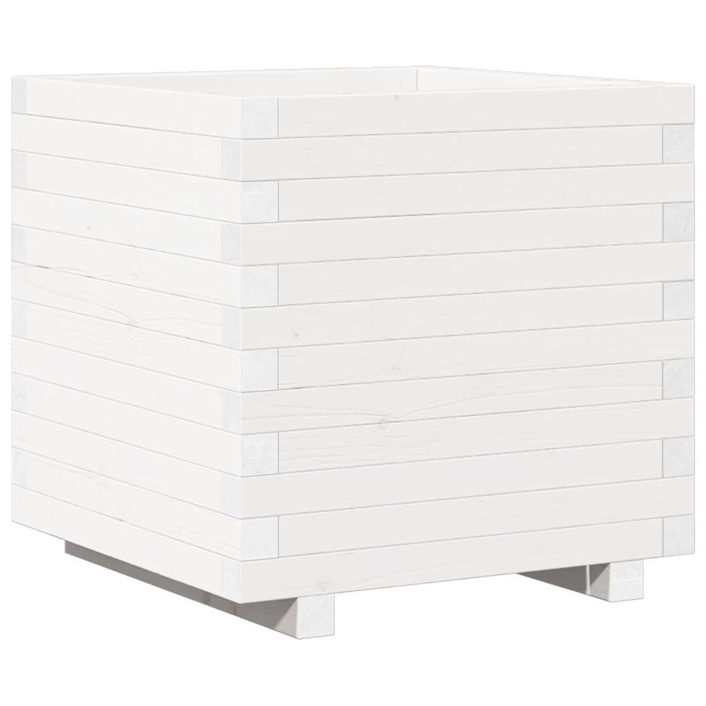 Garden Planter White 50x50x49.5 cm Solid Wood Pine