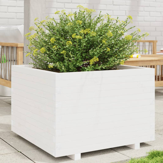vidaXL Garden Planter White 70x70x49.5 cm Solid Wood Pine