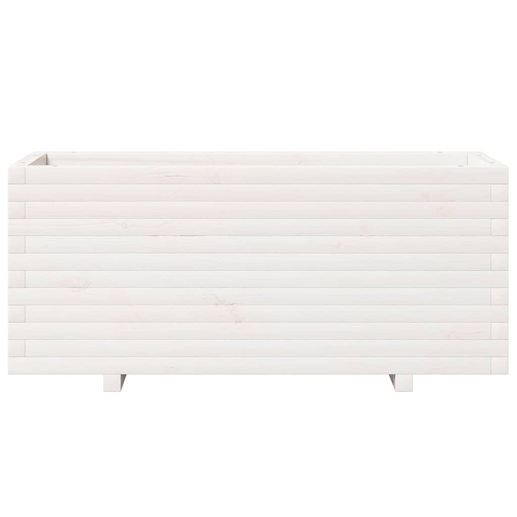 Garden Planter White 110x40x49.5 cm Solid Wood Pine
