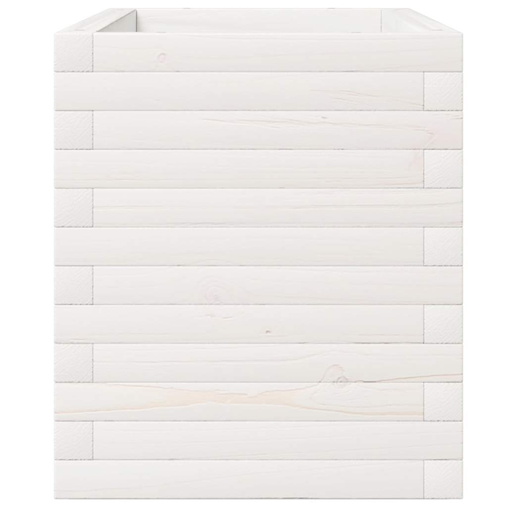 Garden Planter White 110x40x49.5 cm Solid Wood Pine