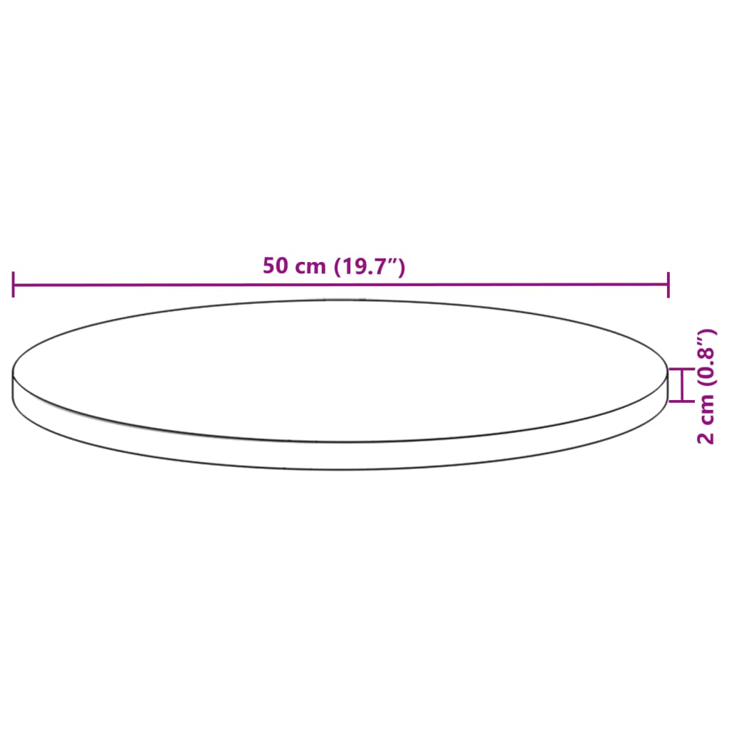 vidaXL Table Top Round Ø50x2 cm Solid Wood Acacia