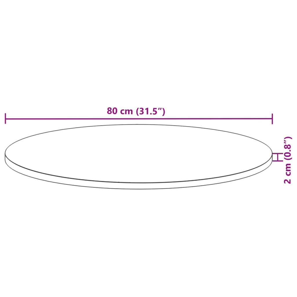 vidaXL Table Top Round Ø80x2 cm Solid Wood Acacia