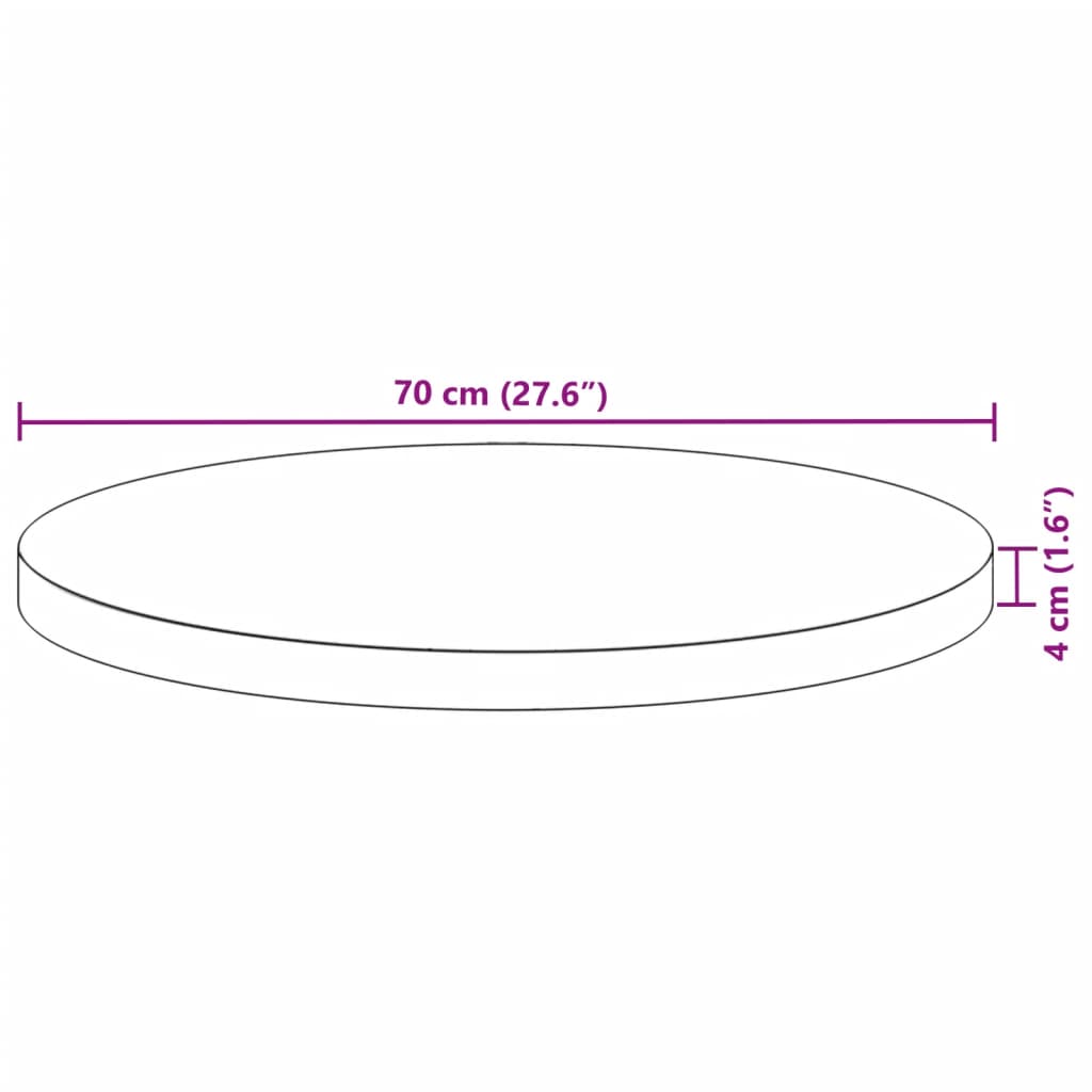 vidaXL Table Top Round Ø70x4 cm Solid Wood Acacia