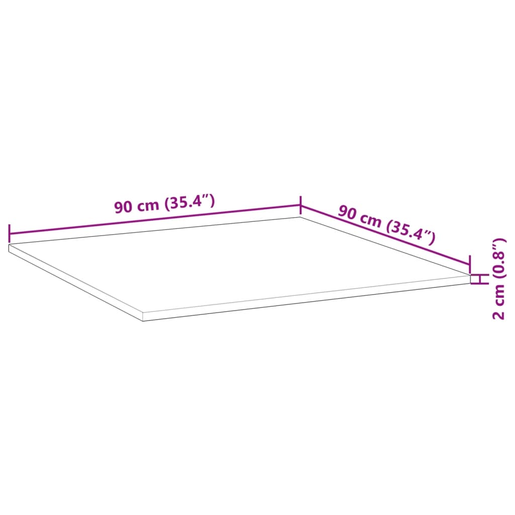 vidaXL Table Top Square 90x90x2 cm Solid Wood Acacia