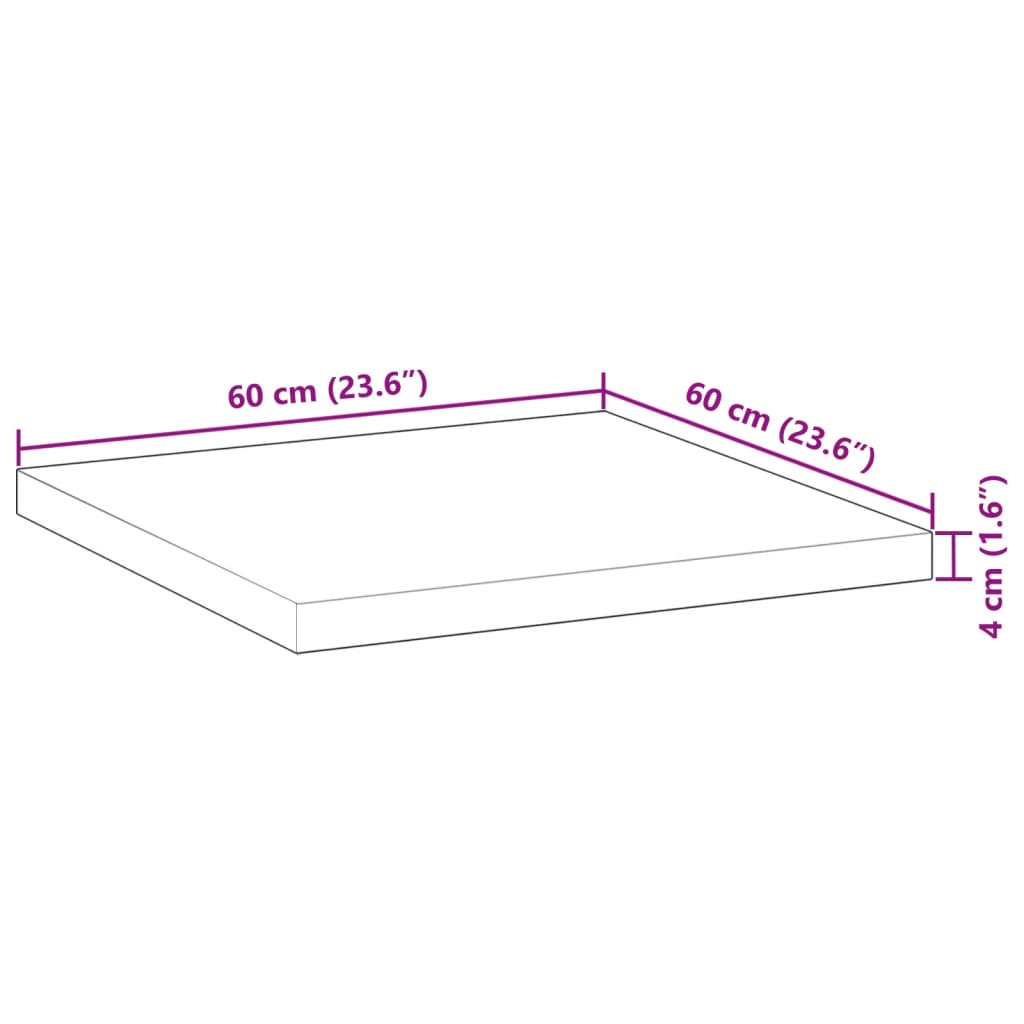 vidaXL Table Top Square 60x60x4 cm Solid Wood Acacia