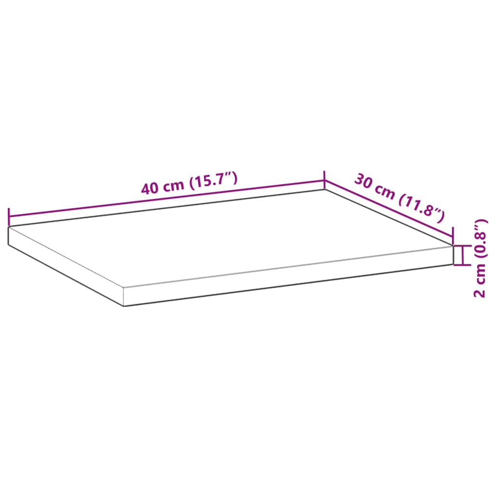 vidaXL Table Top 40x30x2 cm Rectangular Solid Wood Acacia