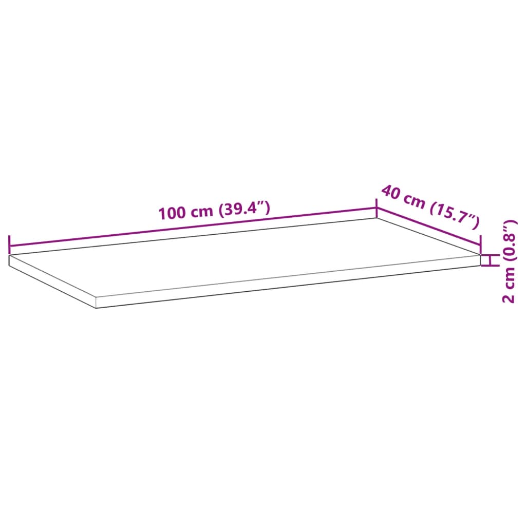 vidaXL Table Top 100x40x2 cm Rectangular Solid Wood Acacia