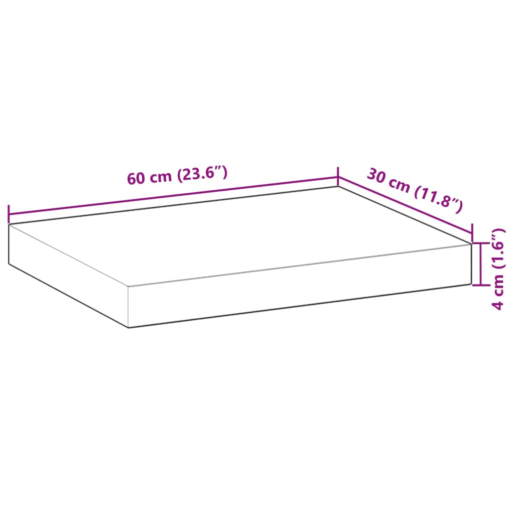 vidaXL Table Top 60x30x4 cm Rectangular Solid Wood Acacia