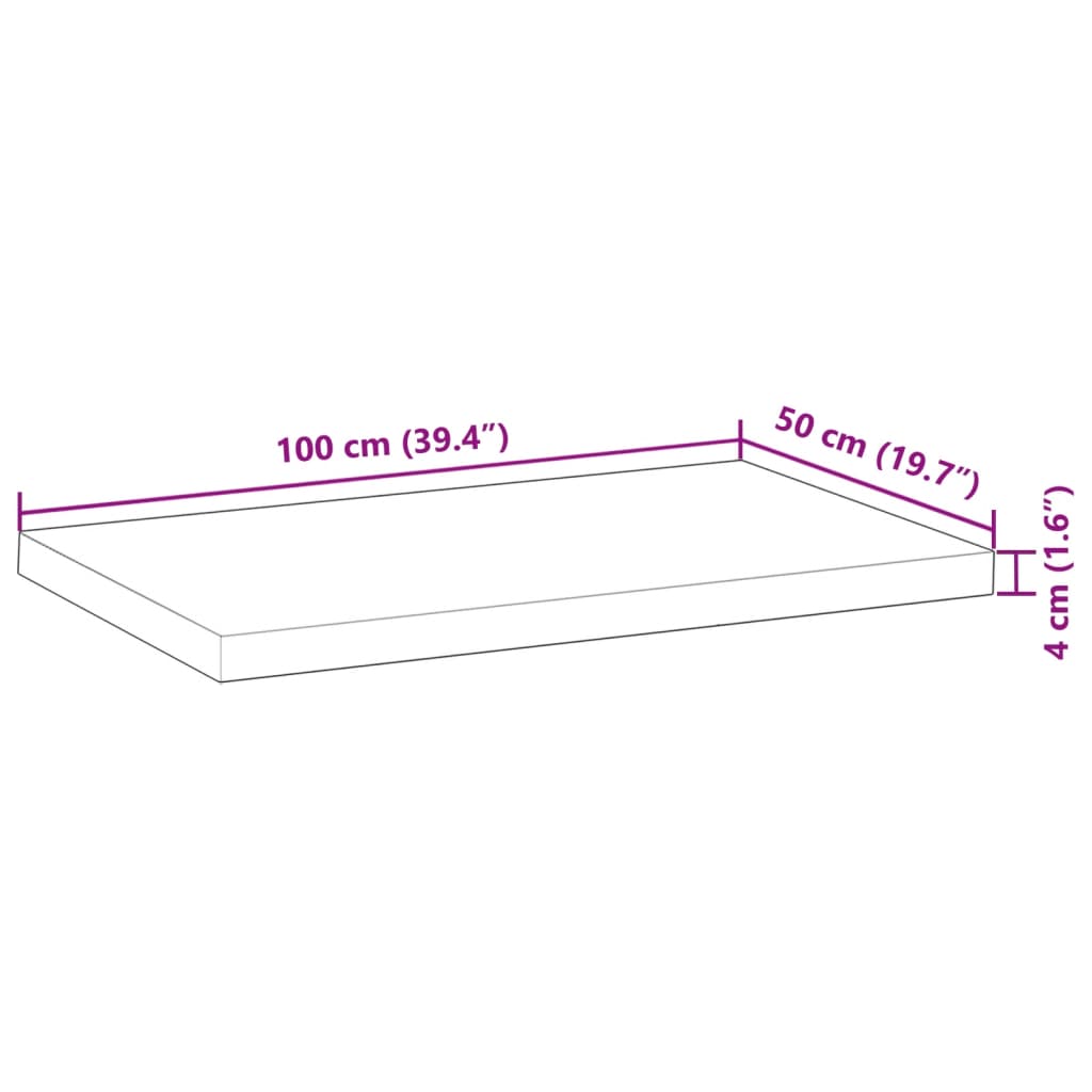 vidaXL Table Top Rectangular 100x50x4 cm Solid Wood Acacia