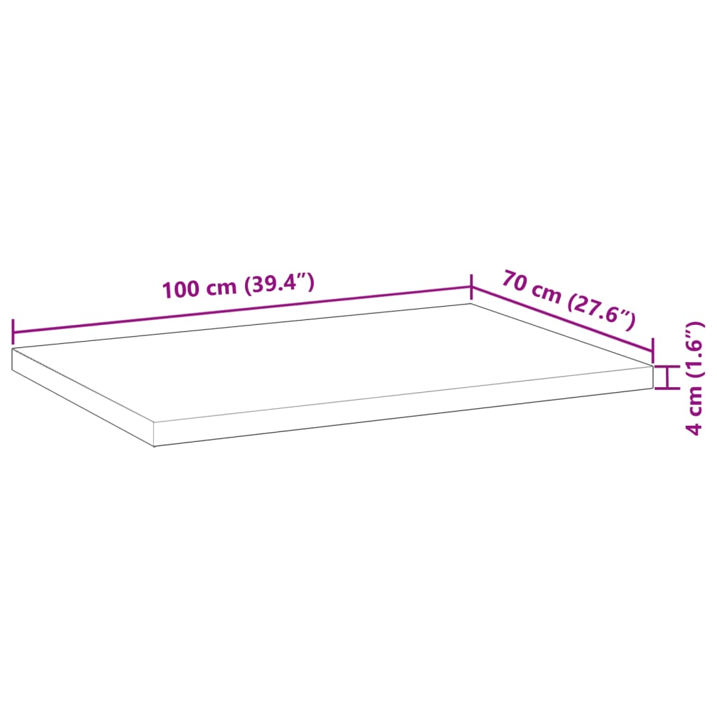 vidaXL Table Top Rectangular 100x70x4 cm Solid Wood Acacia