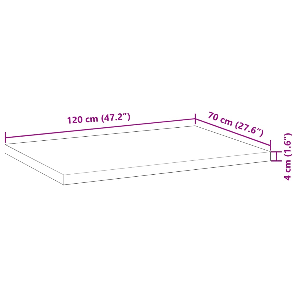 vidaXL Table Top Rectangular 120x70x4 cm Solid Wood Acacia