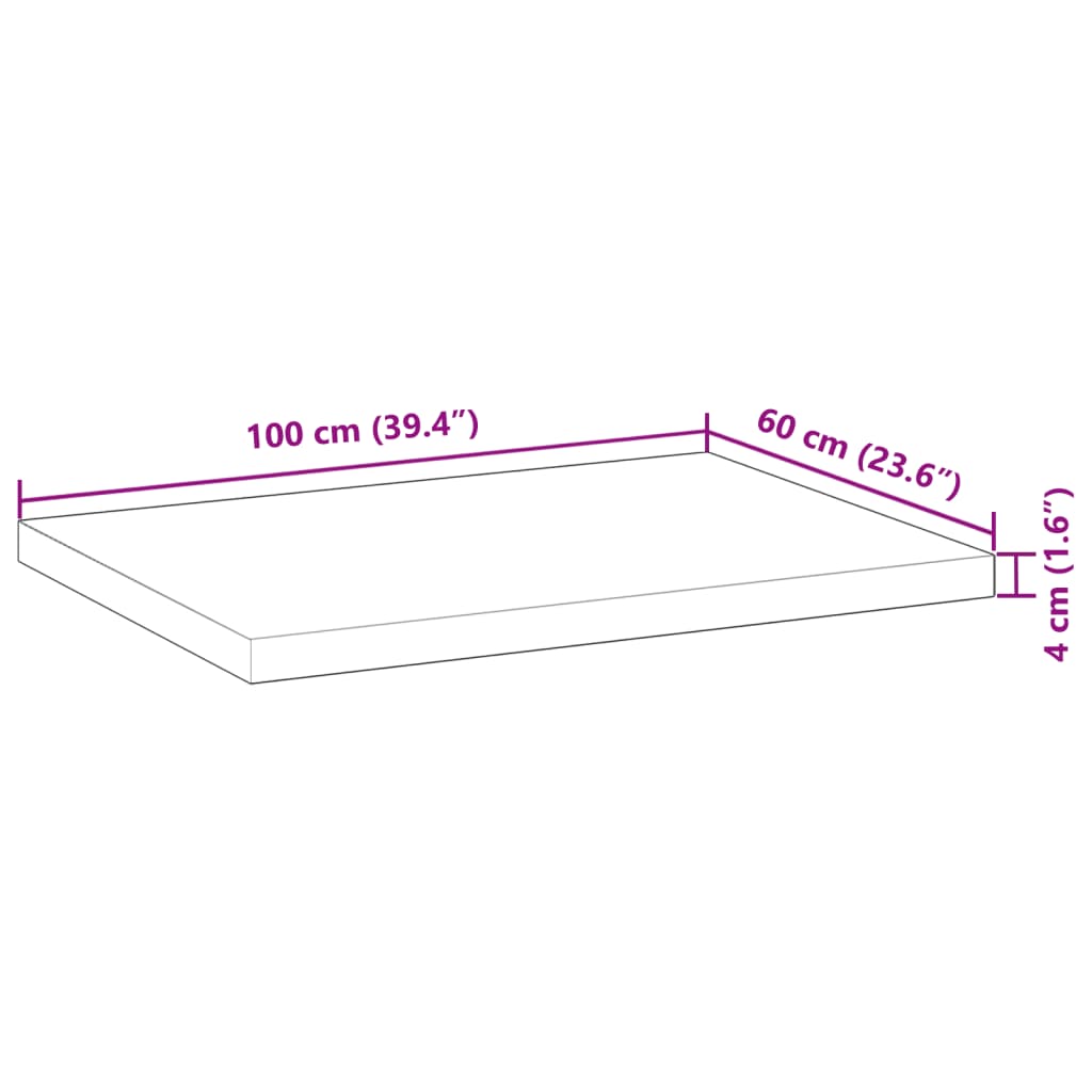 vidaXL Table Top Rectangular 100x60x4 cm Solid Wood Acacia