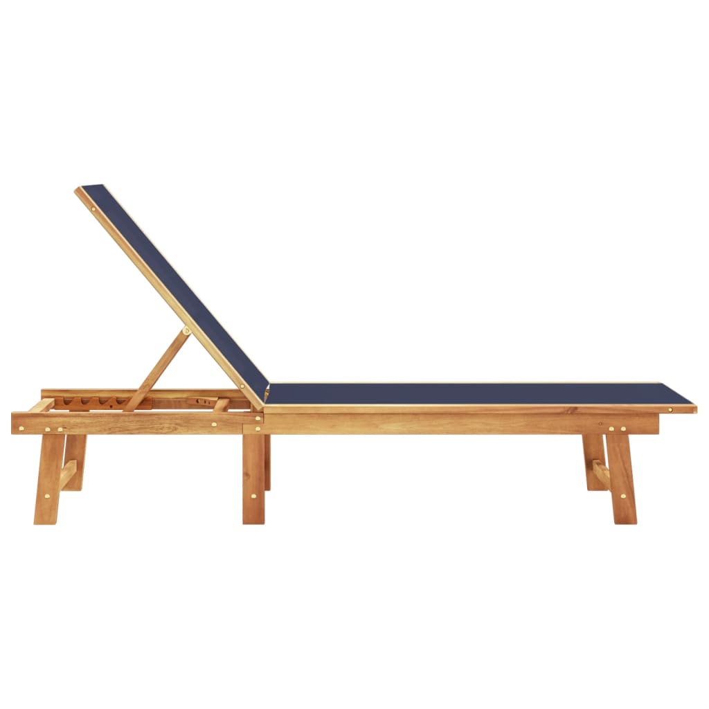 vidaXL Sun Lounger Blue Solid Wood Acacia and Textilene