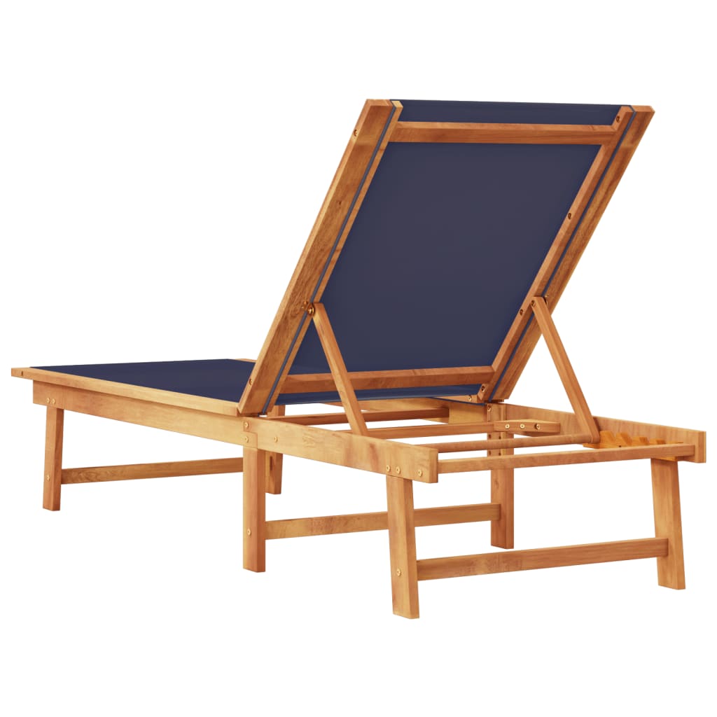 vidaXL Sun Lounger Blue Solid Wood Acacia and Textilene