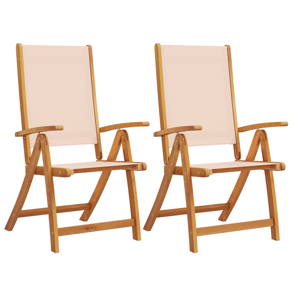 vidaXL Folding Garden Chairs 2 pcs Solid Wood Acacia and Textilene