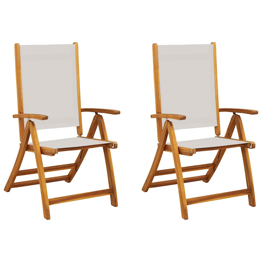 Folding Garden Chairs 2 pcs Solid Wood Acacia and Textilene