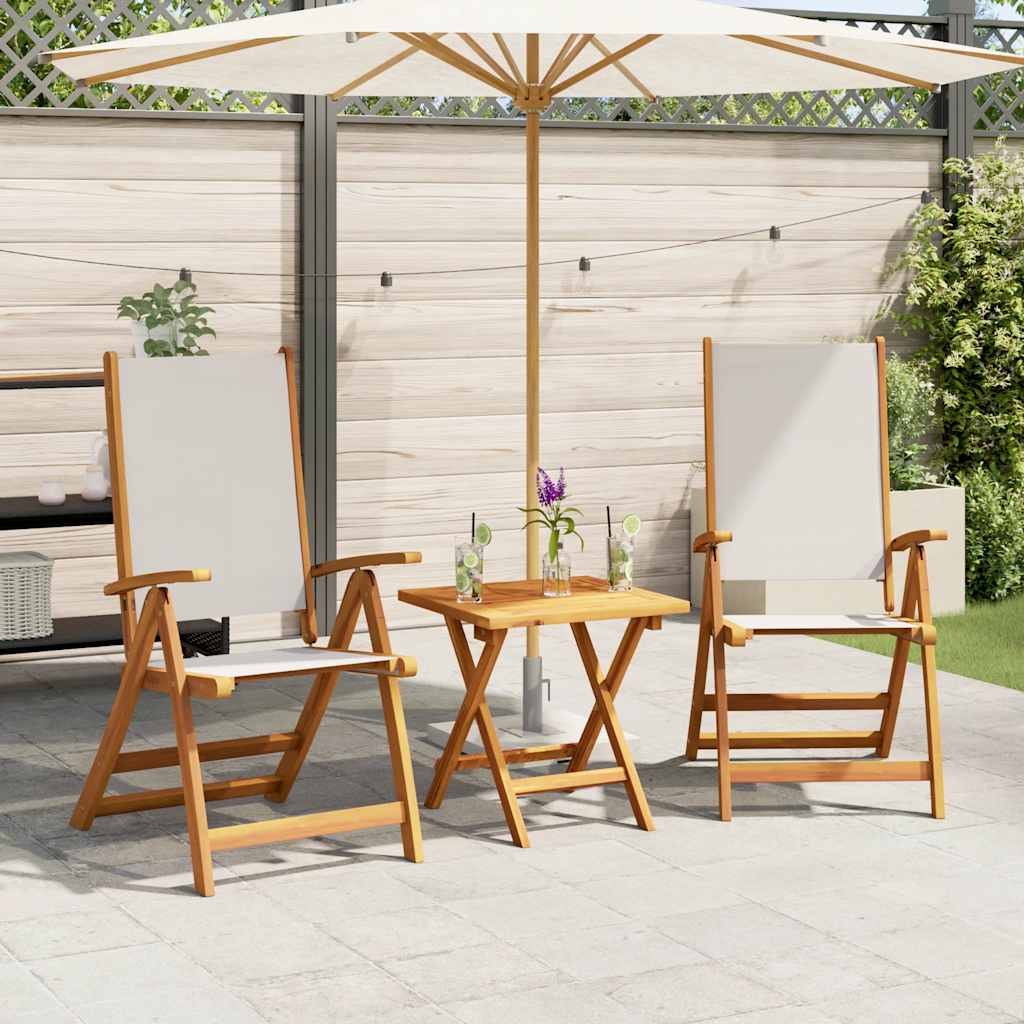 Folding Garden Chairs 2 pcs Solid Wood Acacia and Textilene