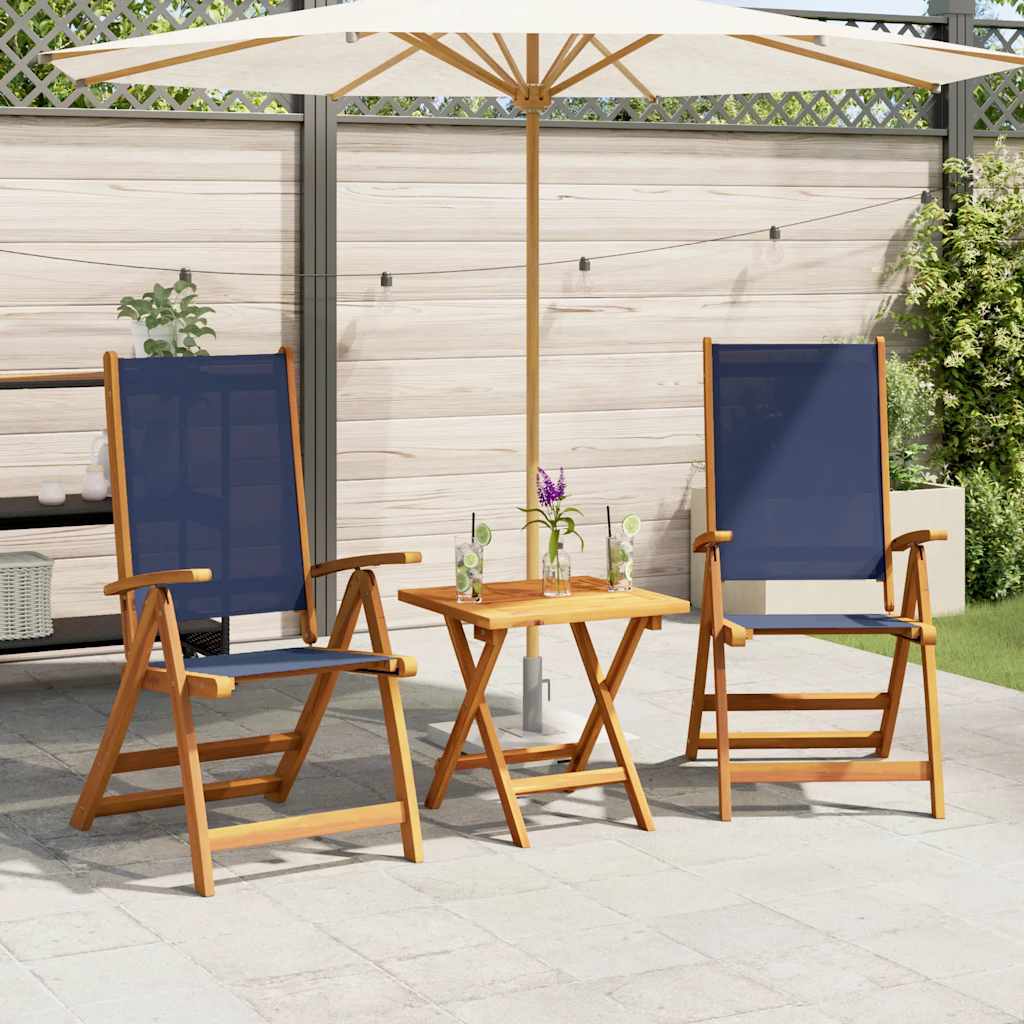 Folding Garden Chairs 2 pcs Solid Wood Acacia and Textilene