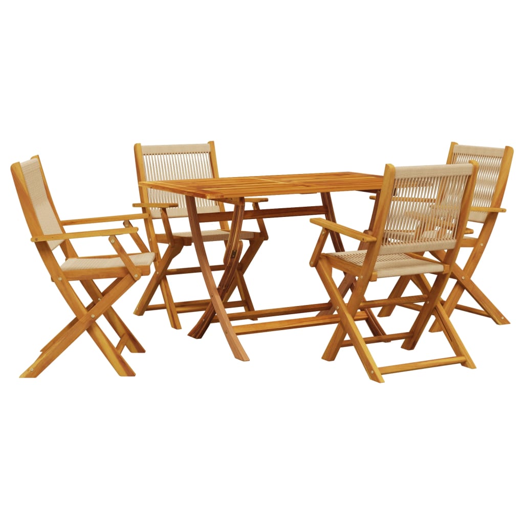 vidaXL 5 Piece Garden Dining Set Beige Polypropylene and Solid Wood