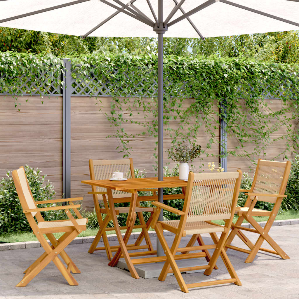 vidaXL 5 Piece Garden Dining Set Beige Polypropylene and Solid Wood