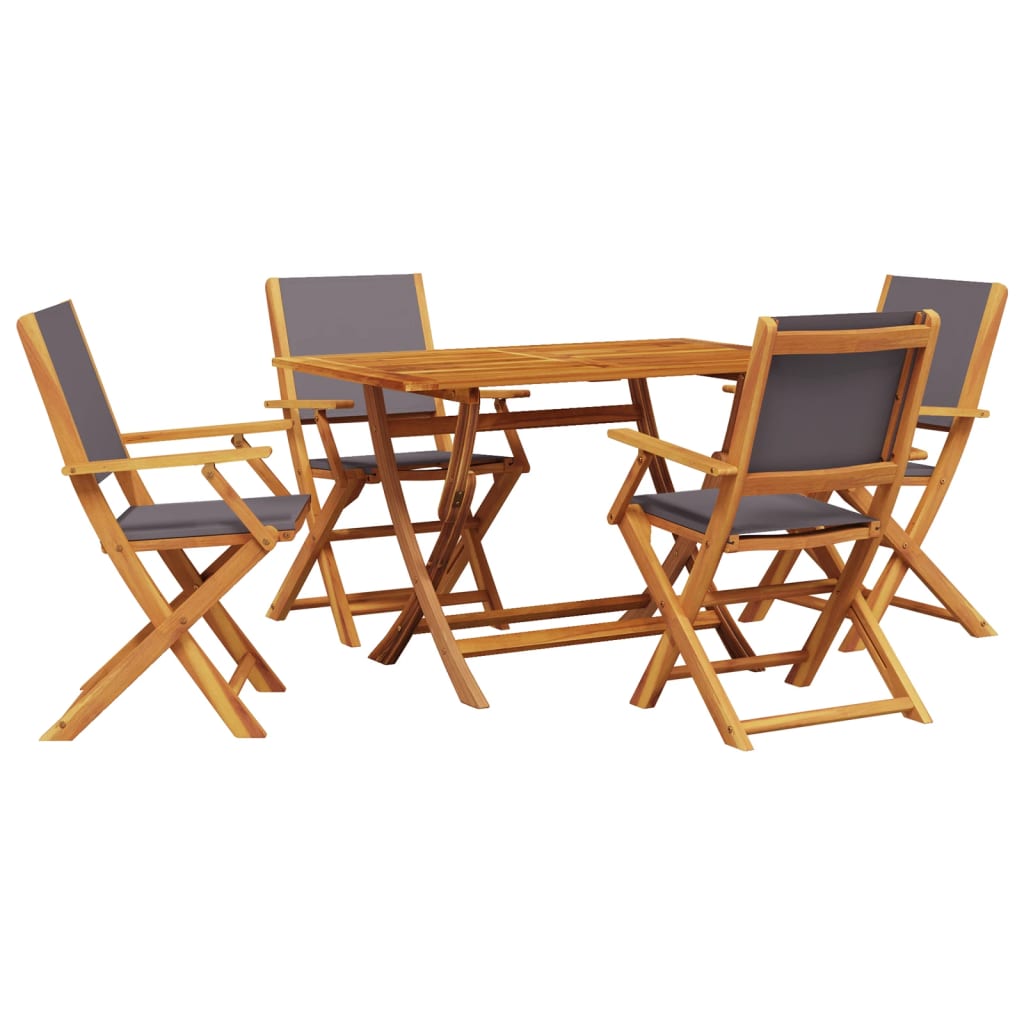 vidaXL 5 Piece Garden Dining Set Anthracite Fabric and Solid Wood