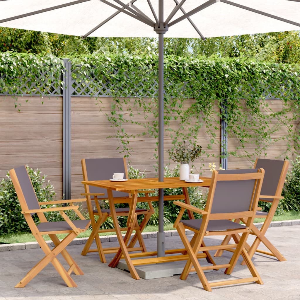 vidaXL 5 Piece Garden Dining Set Anthracite Fabric and Solid Wood