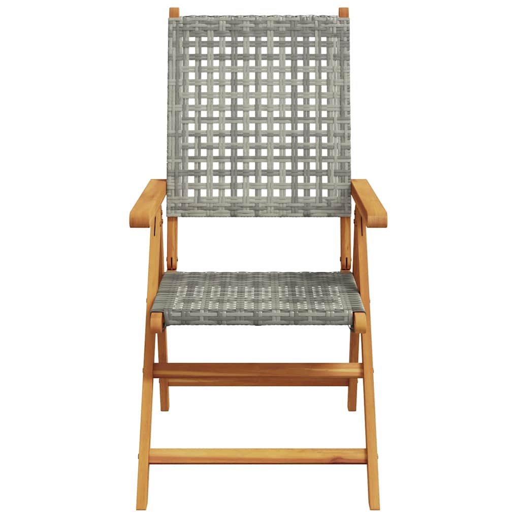 Garden Dining Set | Grey | Solid acacia wood, PE rattan | Large