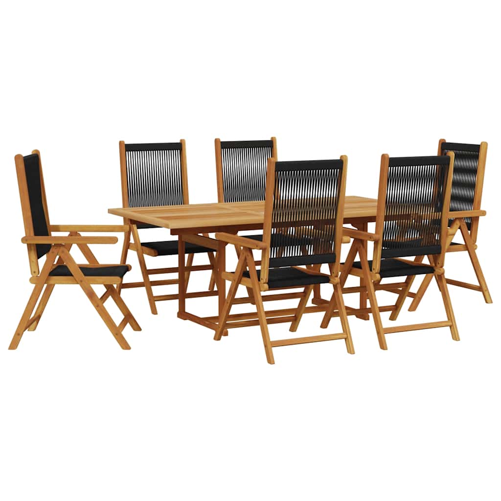 Garden Dining Set | Black | Solid acacia wood, Polypropylene | Large