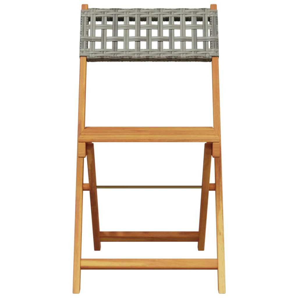 Bistro Set | Grey | Solid Acacia wood | Small |  Foldable  | Bistro Set