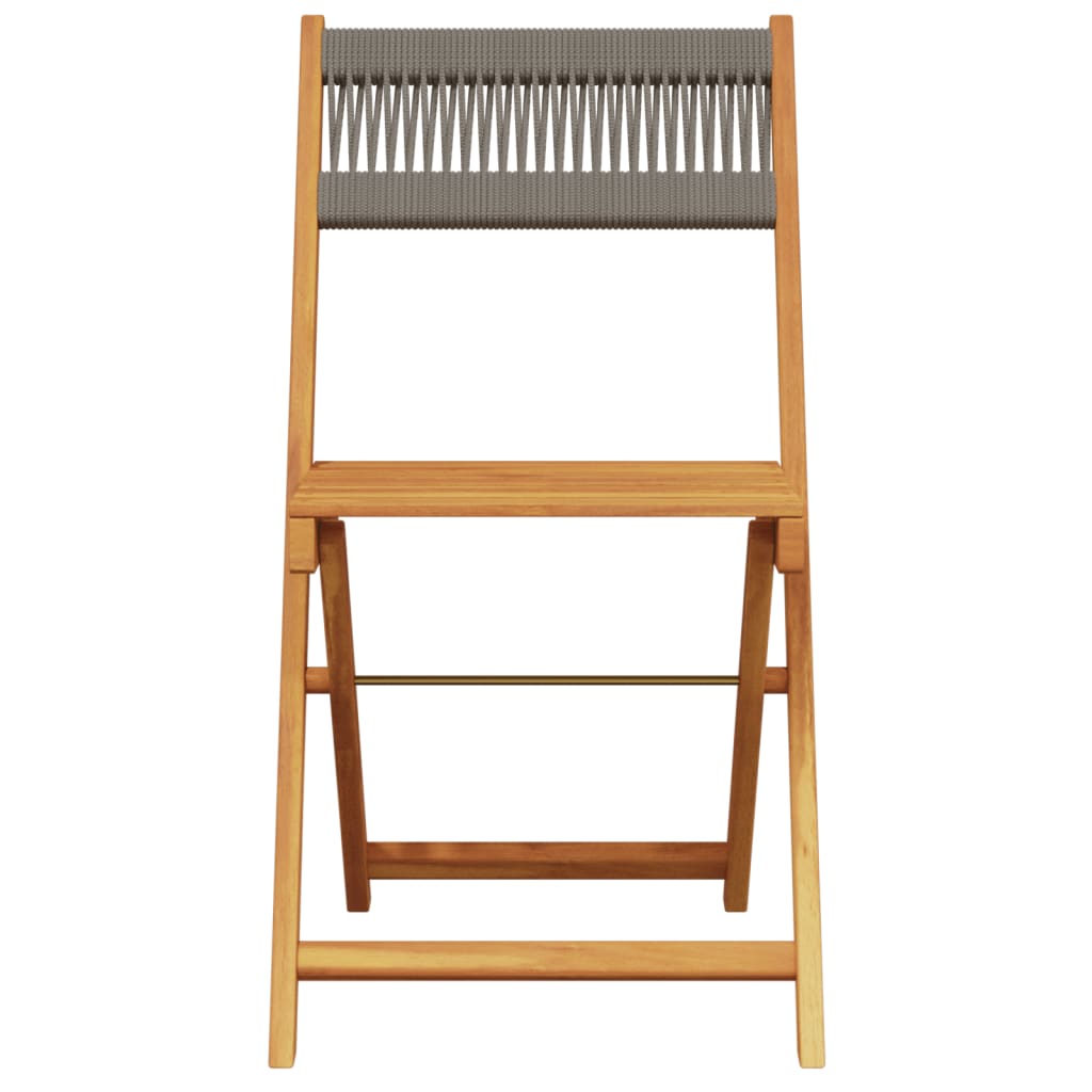 Bistro Set | Grey | Solid acacia wood | Compact |  Foldable  | Bistro Set