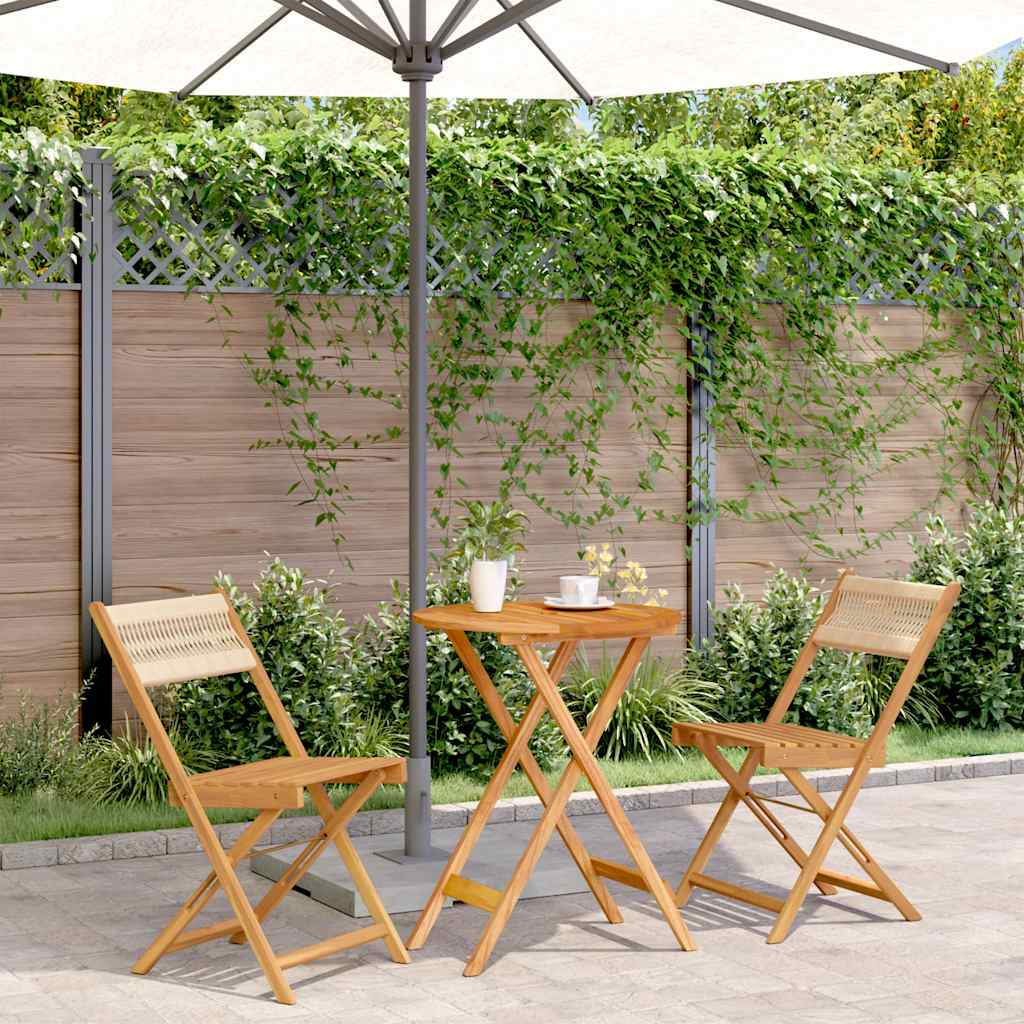 Bistro Set | Beige | Solid acacia wood | Medium |  Foldable  | Bistro Set