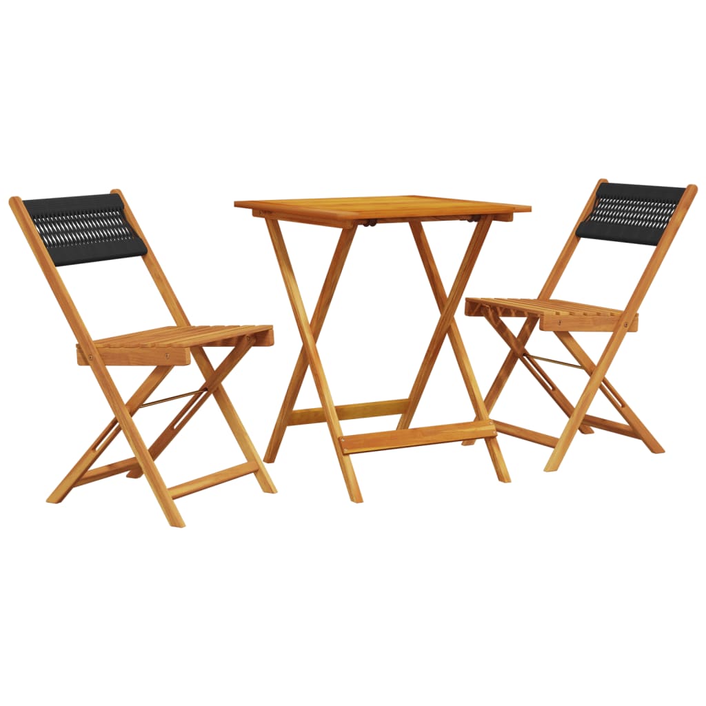 Bistro Set | Black | Solid acacia wood, Polypropylene | Medium | Foldable