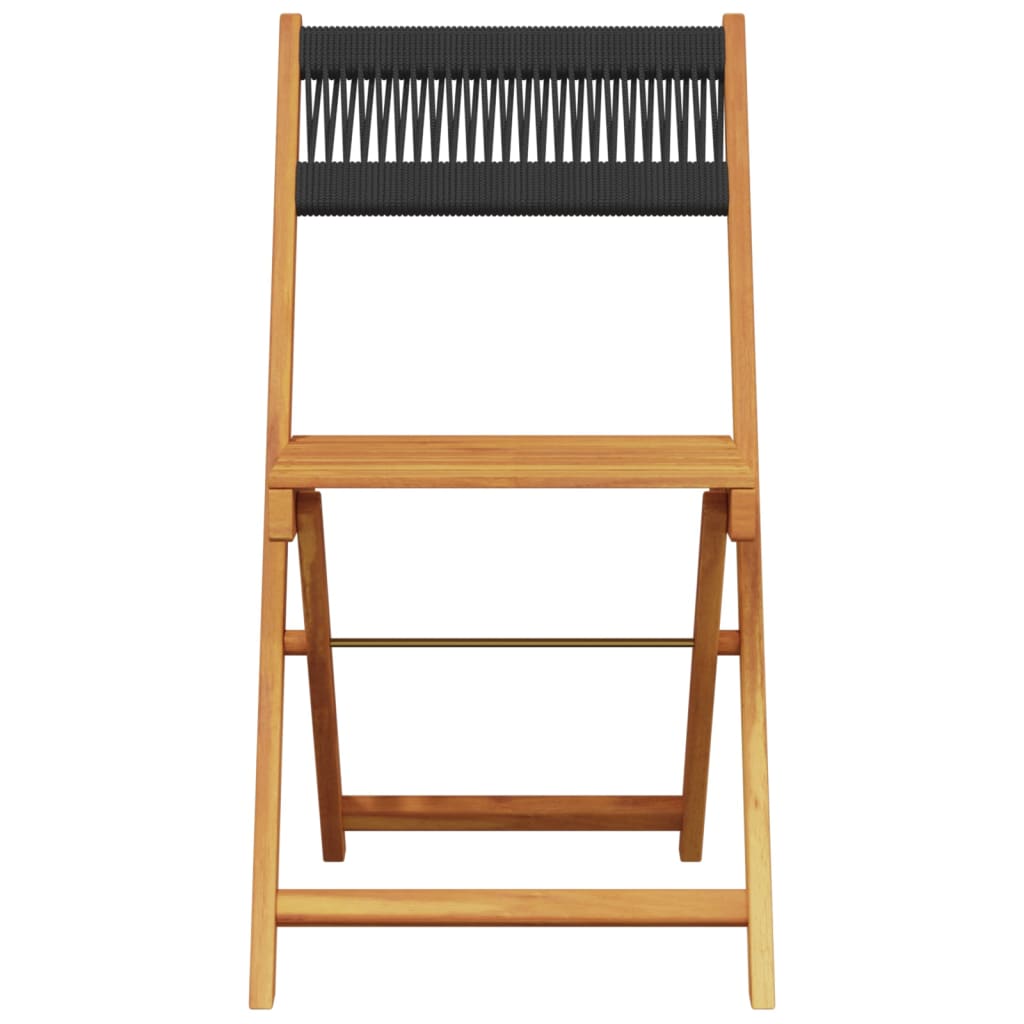 Bistro Set | Black | Solid acacia wood, Polypropylene | Medium | Foldable