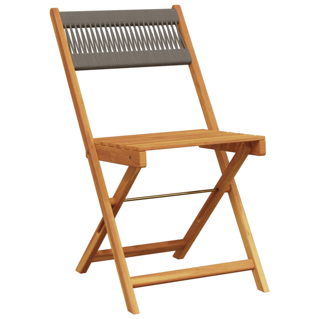 Bistro Set | Grey | Solid acacia wood, Polypropylene | Compact | Foldable