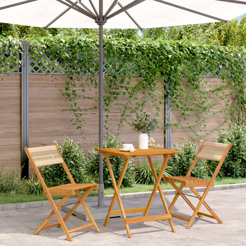 Bistro Set | Beige | Solid acacia wood, polypropylene | Compact
