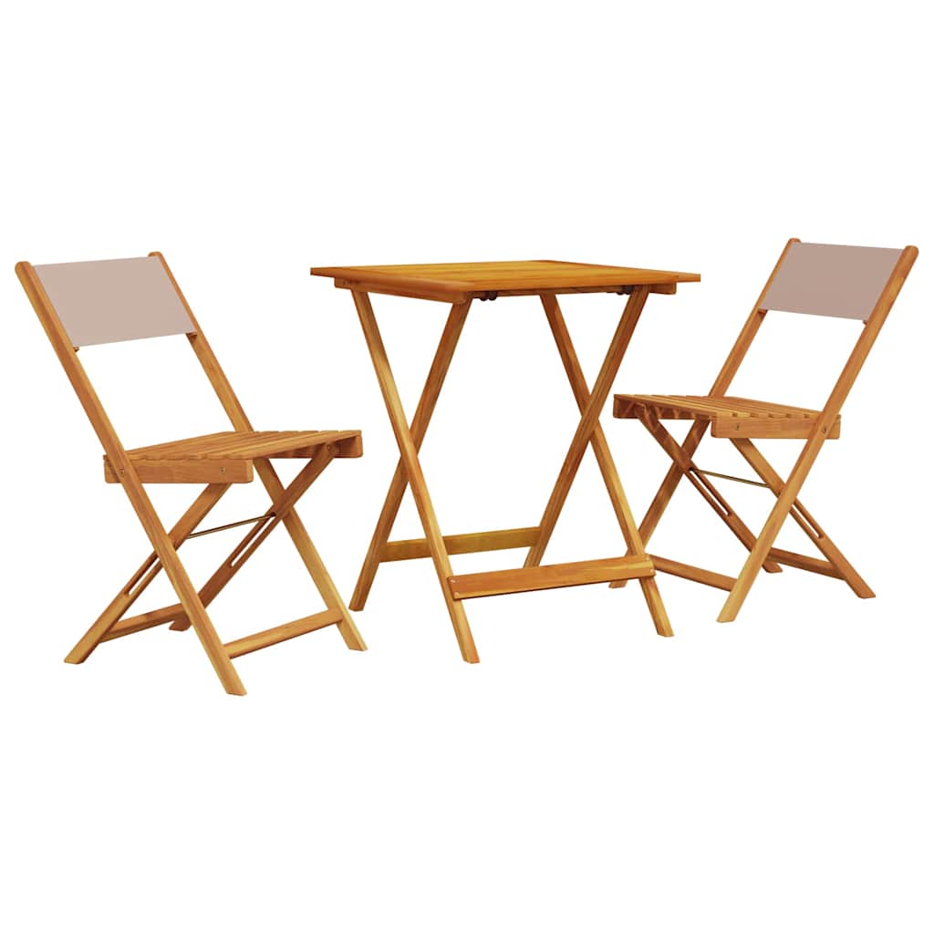 Bistro Set | Taupe | Solid Acacia Wood, Polyester | Medium | Foldable
