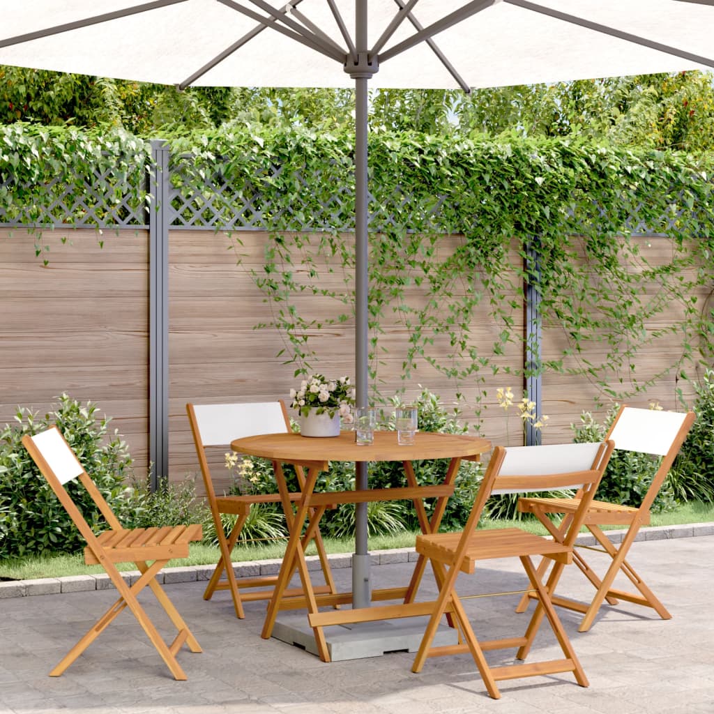 5 Piece Garden Dining Set Cream White Fabric and Solid Wood