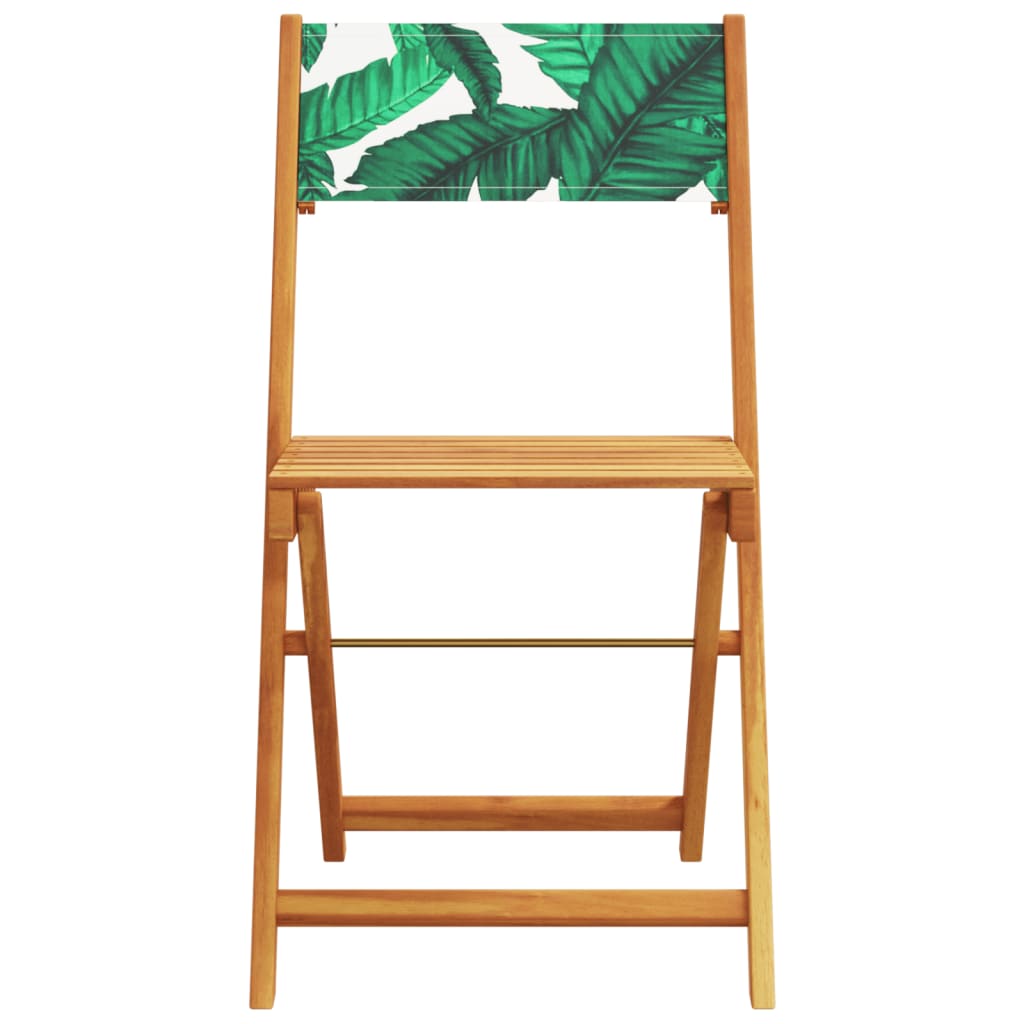 5 Piece Garden Dining Set Leaf Pattern Fabric and Solid Wood