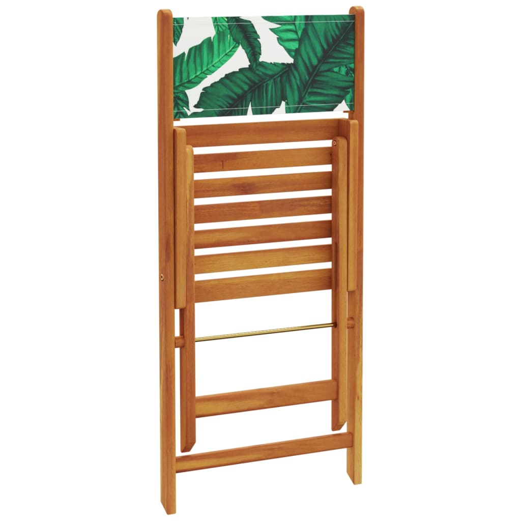 5 Piece Garden Dining Set Leaf Pattern Fabric and Solid Wood