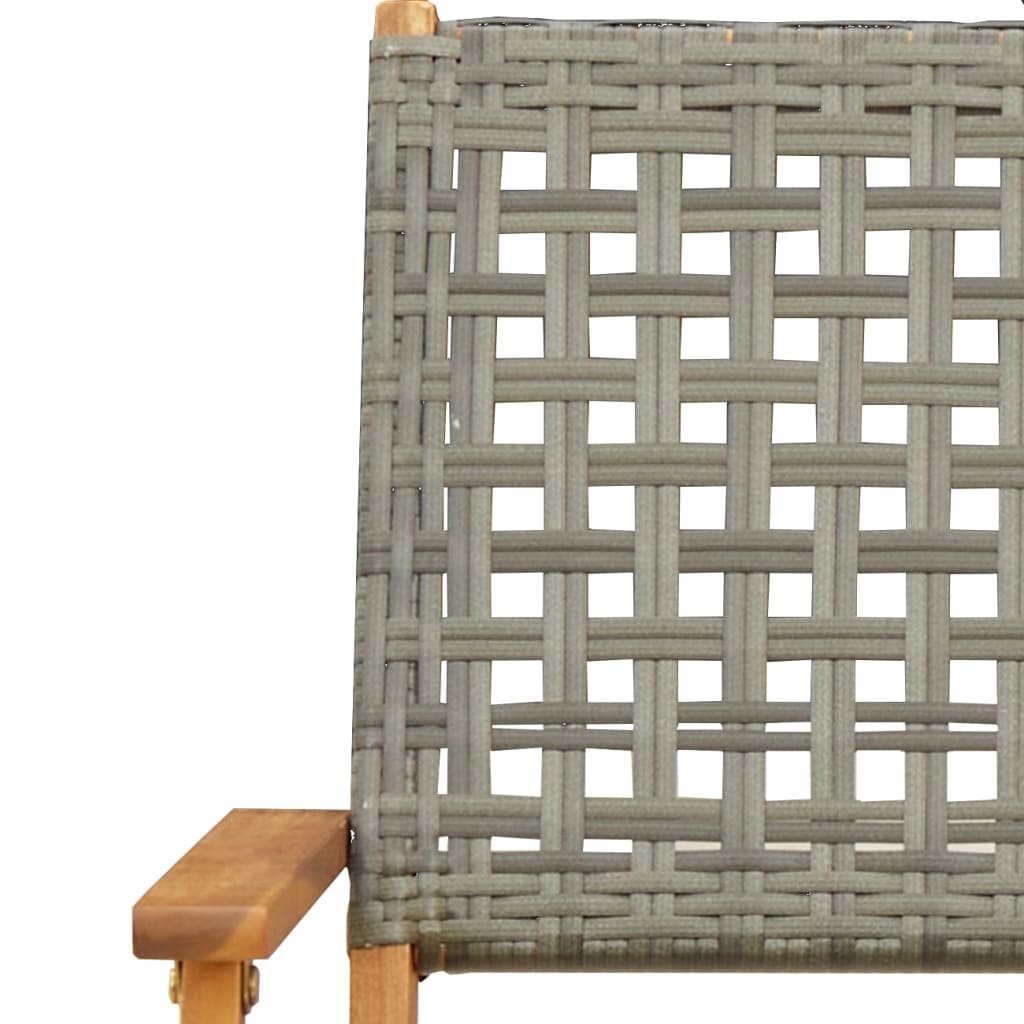 Bistro Set | Grey and Natural Wood | Solid acacia wood, PE rattan | Small