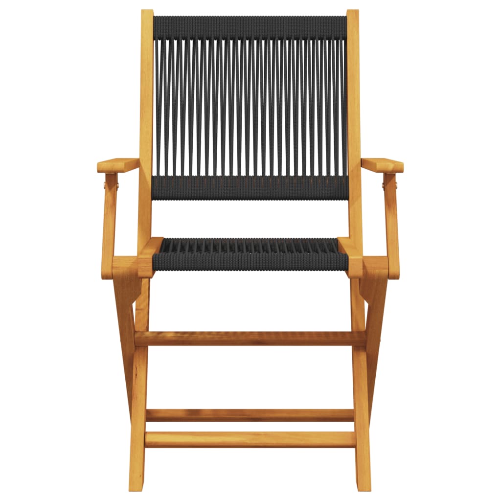 Bistro Set | Black | Solid acacia wood, Polypropylene | Compact