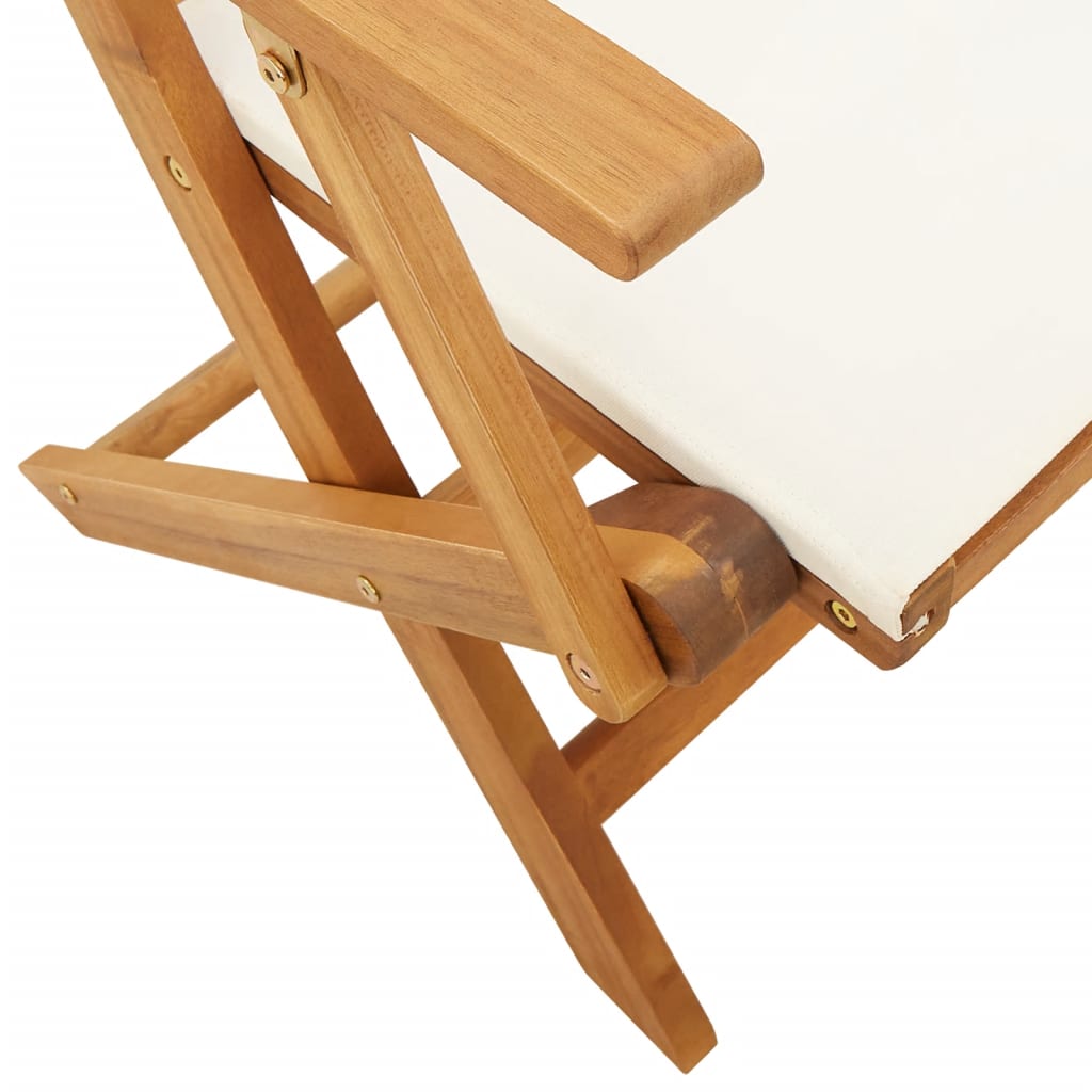 Bistro Set | Cream White | Solid Acacia Wood | 2-Seater | Foldable