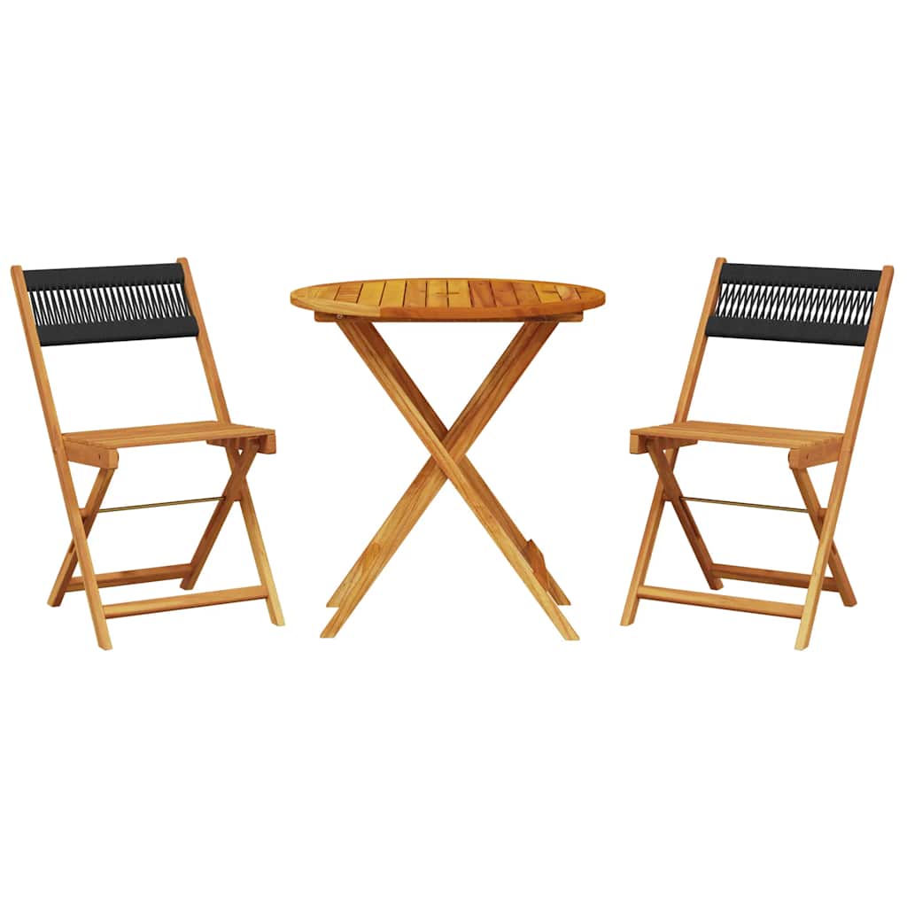 Bistro Set | Black | Solid acacia wood and polypropylene | Small