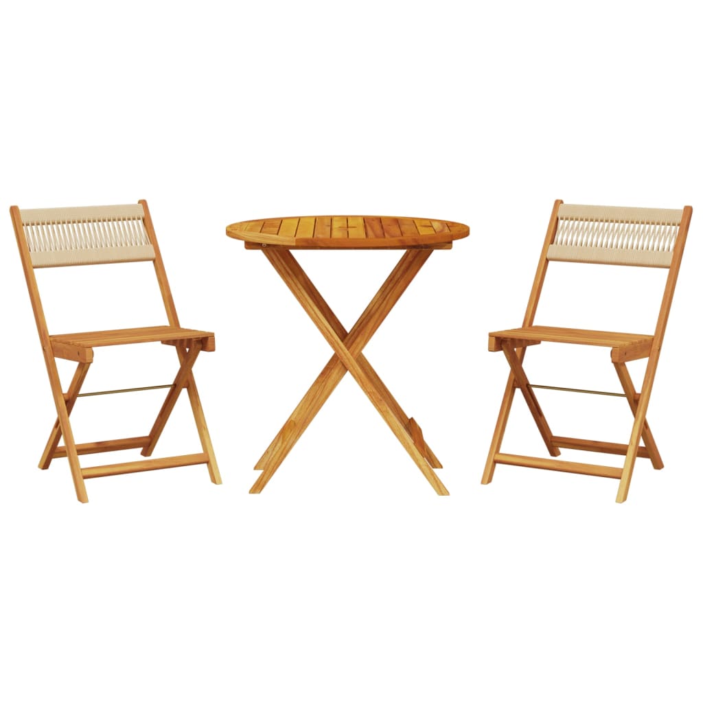 Bistro Set | Beige | Solid acacia wood with an oil finish, Polypropylene