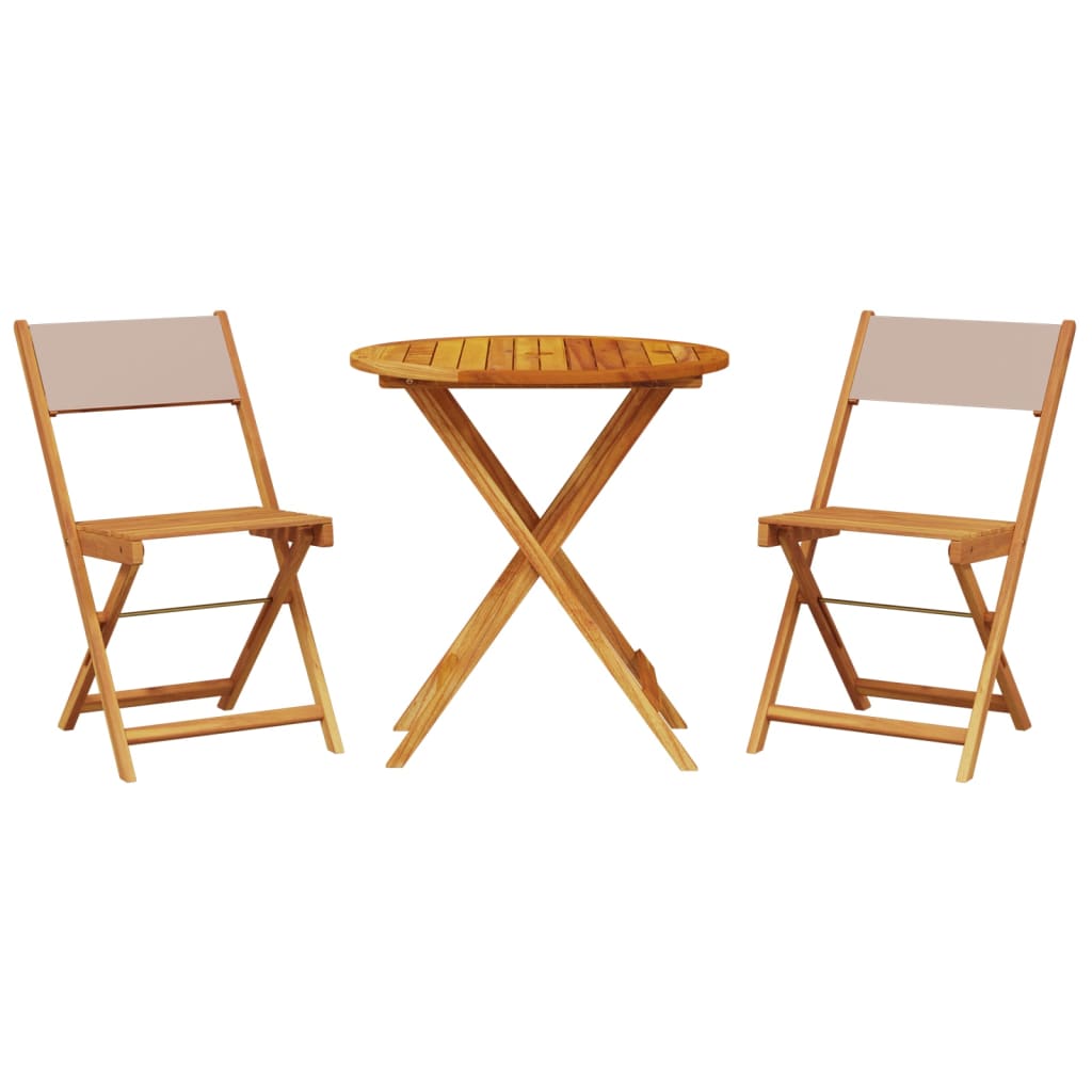 Bistro Set | Taupe, Wood | Solid acacia wood, polyester fabric | Medium